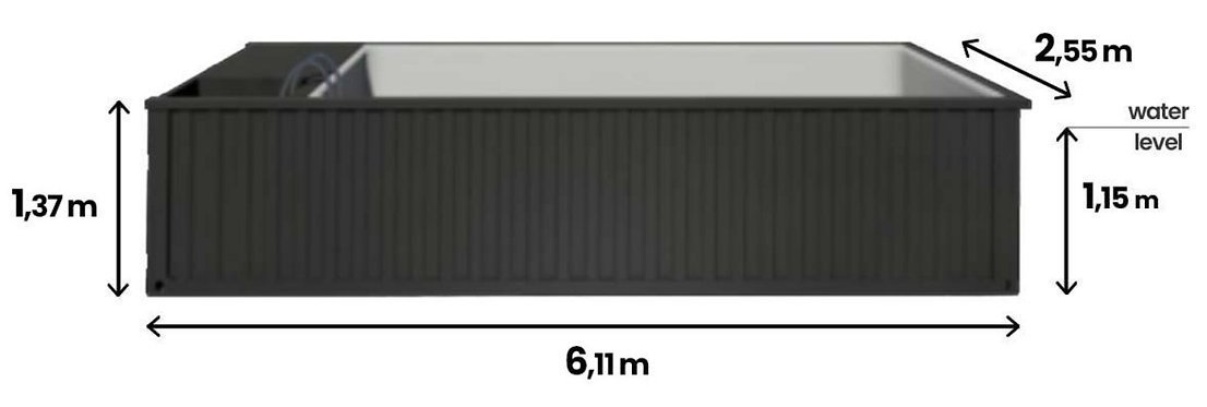 Container-Pool 6,11 x 2,5 m gebrauchsfertig mit Dach, Premium-Paket - image 7