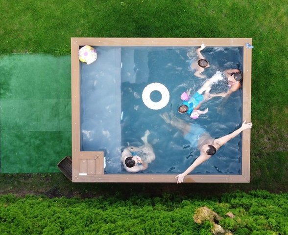 Piscina spa container 3,0 x 2,5 m con jacuzzi, Pacchetto Comfort